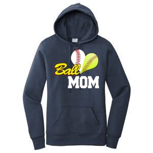 Ball Mom Heart Baseball Fan Women's Pullover Hoodie