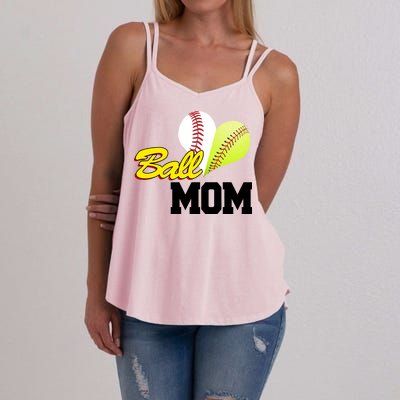 Ball Mom Heart Baseball Fan Women's Strappy Tank