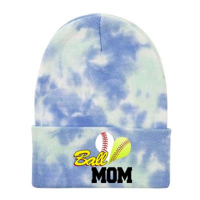 Ball Mom Heart Baseball Fan Tie Dye 12in Knit Beanie