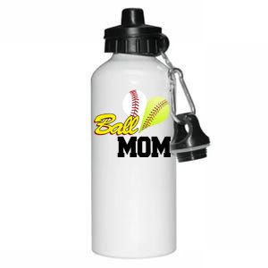 Ball Mom Heart Baseball Fan Aluminum Water Bottle