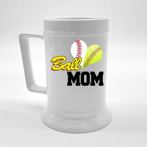 Ball Mom Heart Baseball Fan Beer Stein