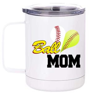 Ball Mom Heart Baseball Fan 12 oz Stainless Steel Tumbler Cup