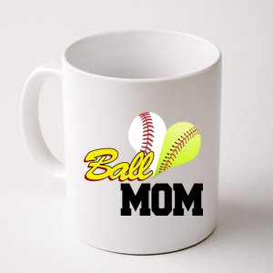 Ball Mom Heart Baseball Fan Coffee Mug