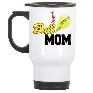 Ball Mom Heart Baseball Fan Stainless Steel Travel Mug