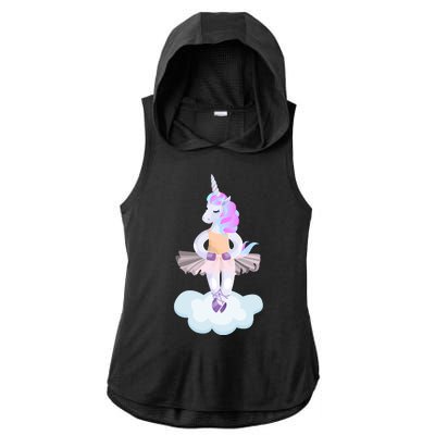 Ballet Dancer Unicorn Ladies PosiCharge Tri-Blend Wicking Draft Hoodie Tank