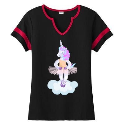 Ballet Dancer Unicorn Ladies Halftime Notch Neck Tee