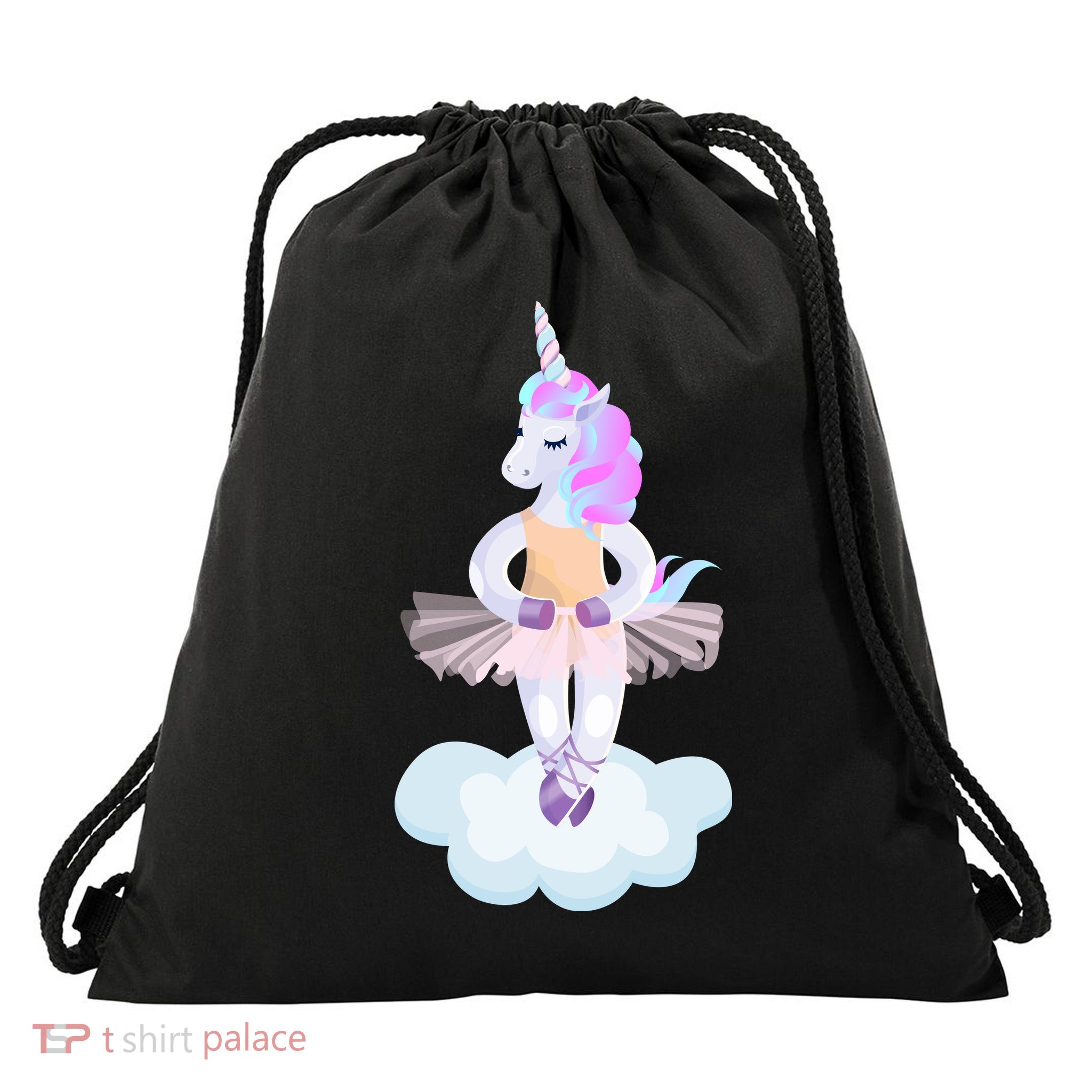 Ballet Dancer Unicorn Drawstring Bag
