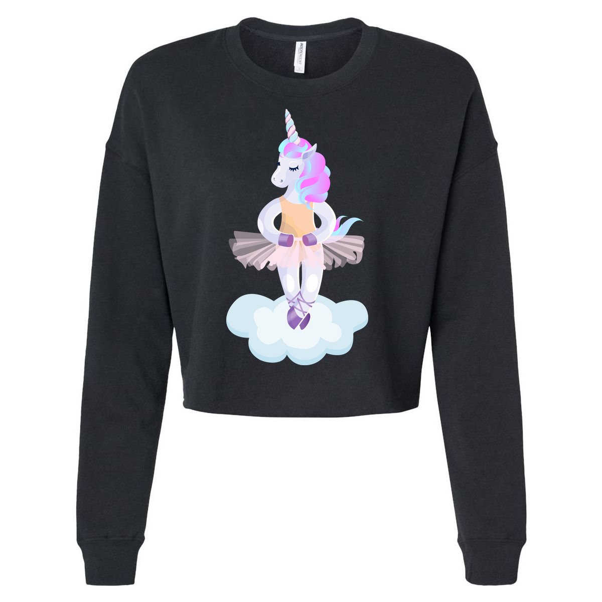 Ballet Dancer Unicorn Cropped Pullover Crew