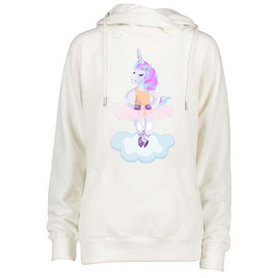 Ballet Dancer Unicorn Womens Funnel Neck Pullover Hood