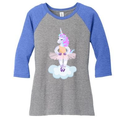 Ballet Dancer Unicorn Women's Tri-Blend 3/4-Sleeve Raglan Shirt