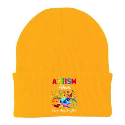 Butterfly Autism Mom I Love My Daughter Support Autistic Cute Gift Knit Cap Winter Beanie