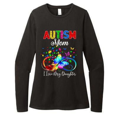 Butterfly Autism Mom I Love My Daughter Support Autistic Cute Gift Womens CVC Long Sleeve Shirt