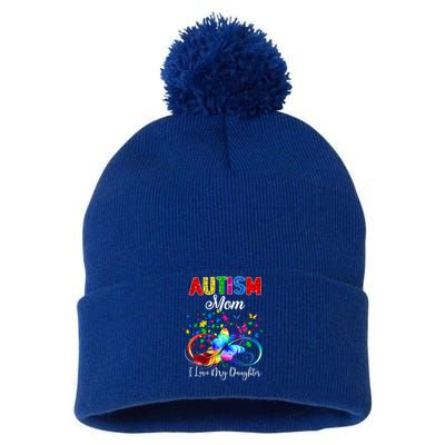 Butterfly Autism Mom I Love My Daughter Support Autistic Cute Gift Pom Pom 12in Knit Beanie