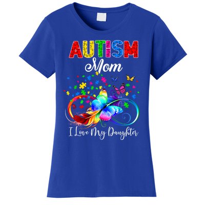 Butterfly Autism Mom I Love My Daughter Support Autistic Cute Gift Women's T-Shirt