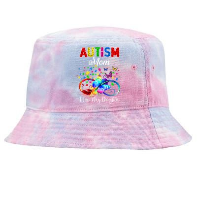 Butterfly Autism Mom I Love My Daughter Support Autistic Cute Gift Tie-Dyed Bucket Hat