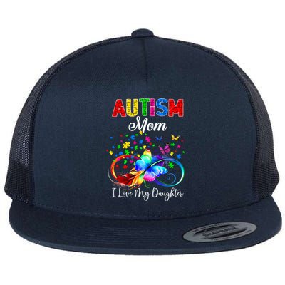 Butterfly Autism Mom I Love My Daughter Support Autistic Cute Gift Flat Bill Trucker Hat