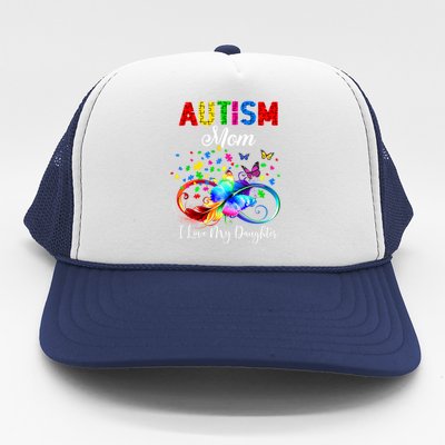 Butterfly Autism Mom I Love My Daughter Support Autistic Cute Gift Trucker Hat