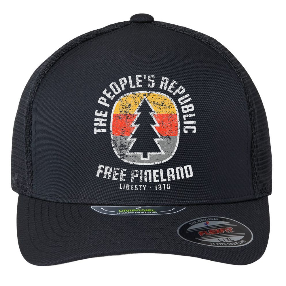 Badge American Marauder Free Pineland retro Camping Flexfit Unipanel Trucker Cap