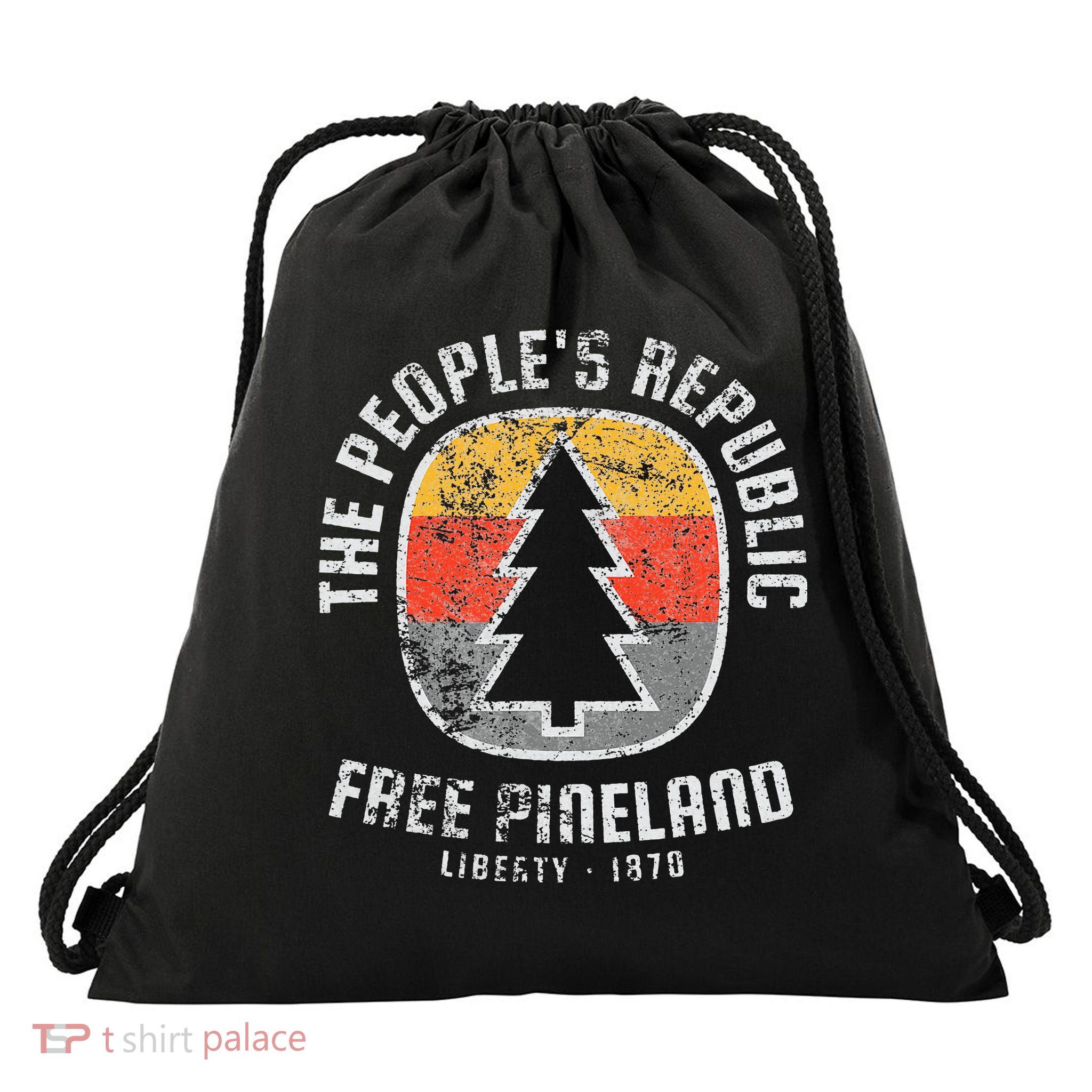 Badge American Marauder Free Pineland retro Camping Drawstring Bag