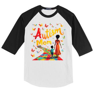 Black Autism Mom Afro Autism Awareness Mama Kids Colorblock Raglan Jersey