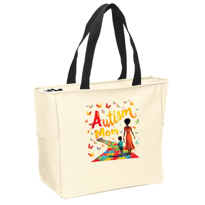 Black Autism Mom Afro Autism Awareness Mama Zip Tote Bag