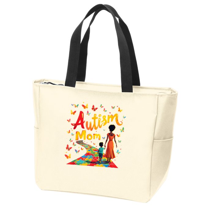 Black Autism Mom Afro Autism Awareness Mama Zip Tote Bag