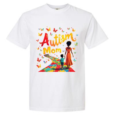 Black Autism Mom Afro Autism Awareness Mama Garment-Dyed Heavyweight T-Shirt
