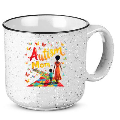 Black Autism Mom Afro Autism Awareness Mama 15oz Campfire Ceramic Mug