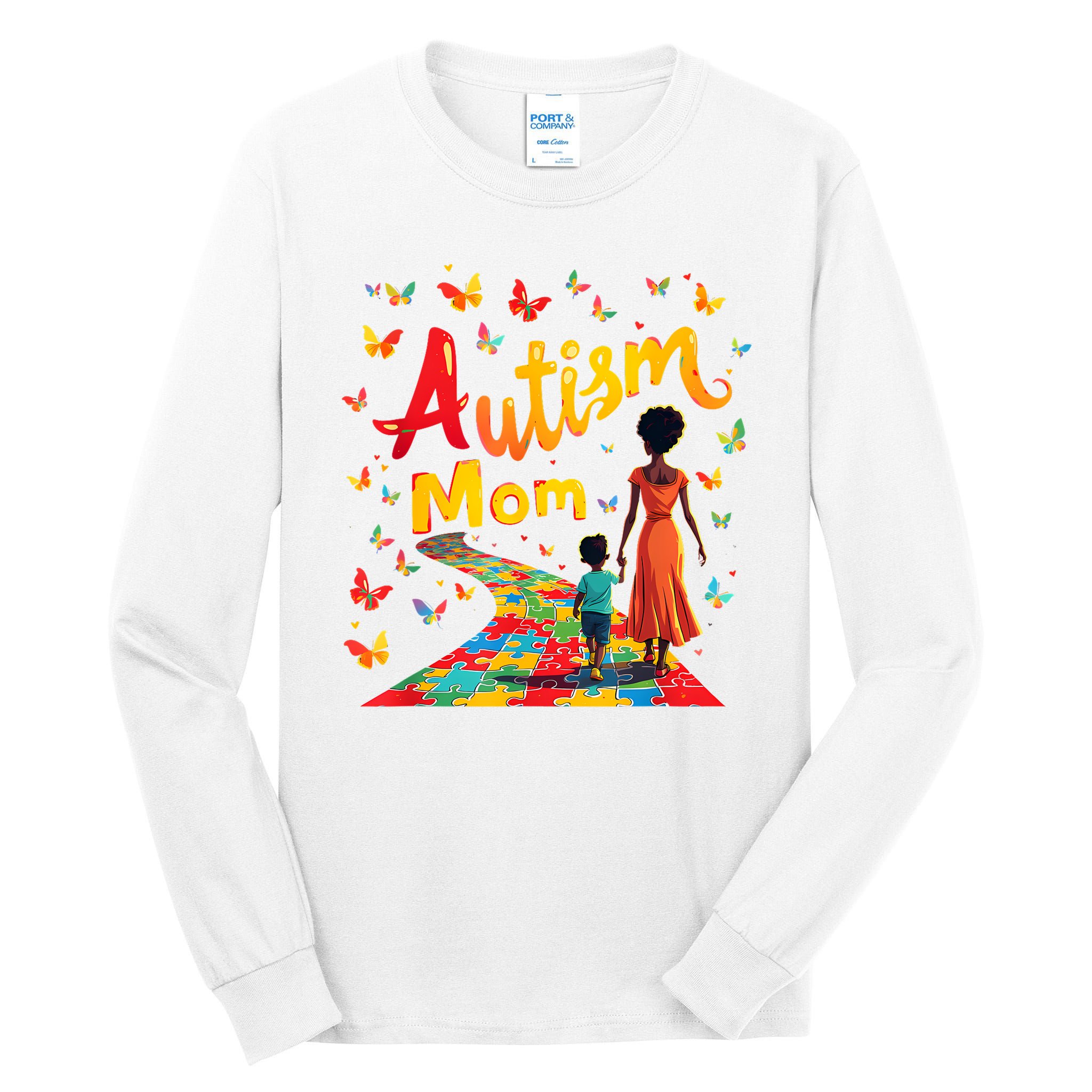 Black Autism Mom Afro Autism Awareness Mama Tall Long Sleeve T-Shirt