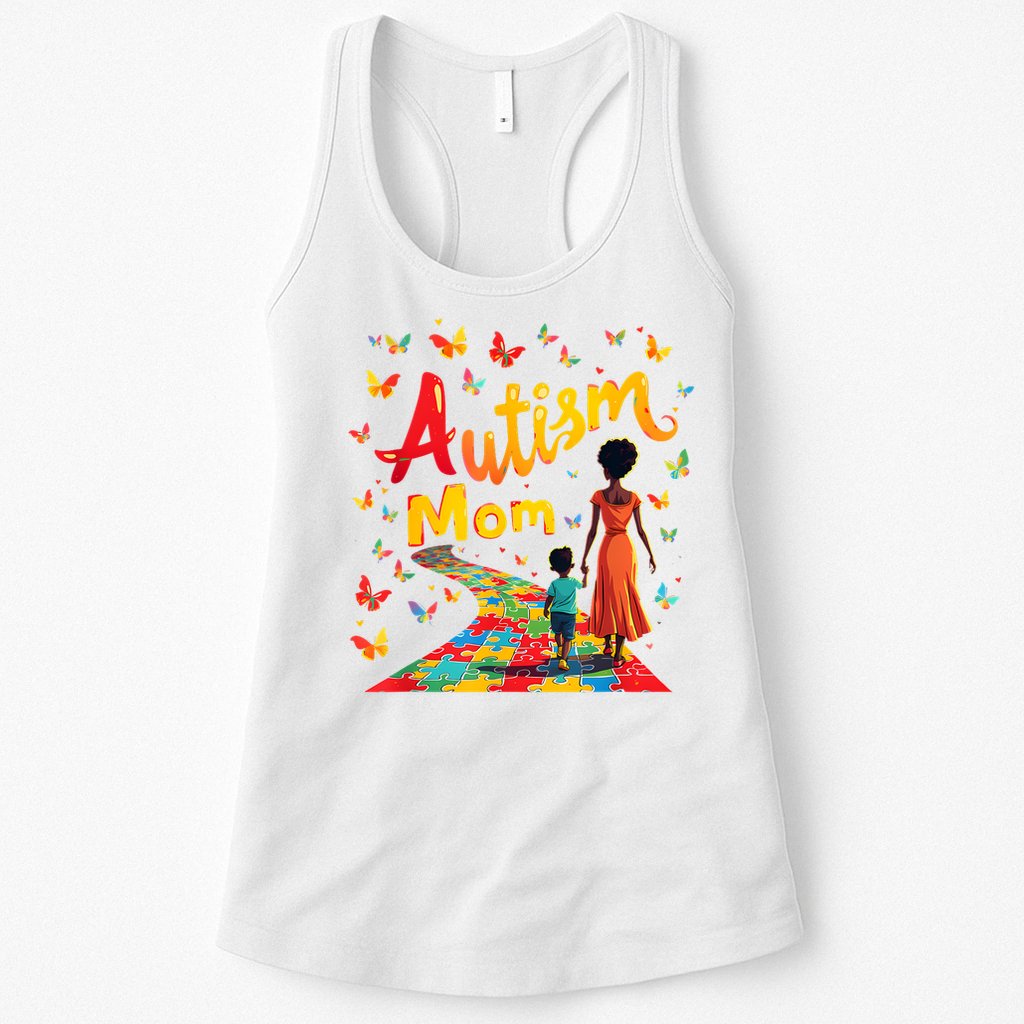 Black Autism Mom Afro Autism Awareness Mama Womens Tank Top