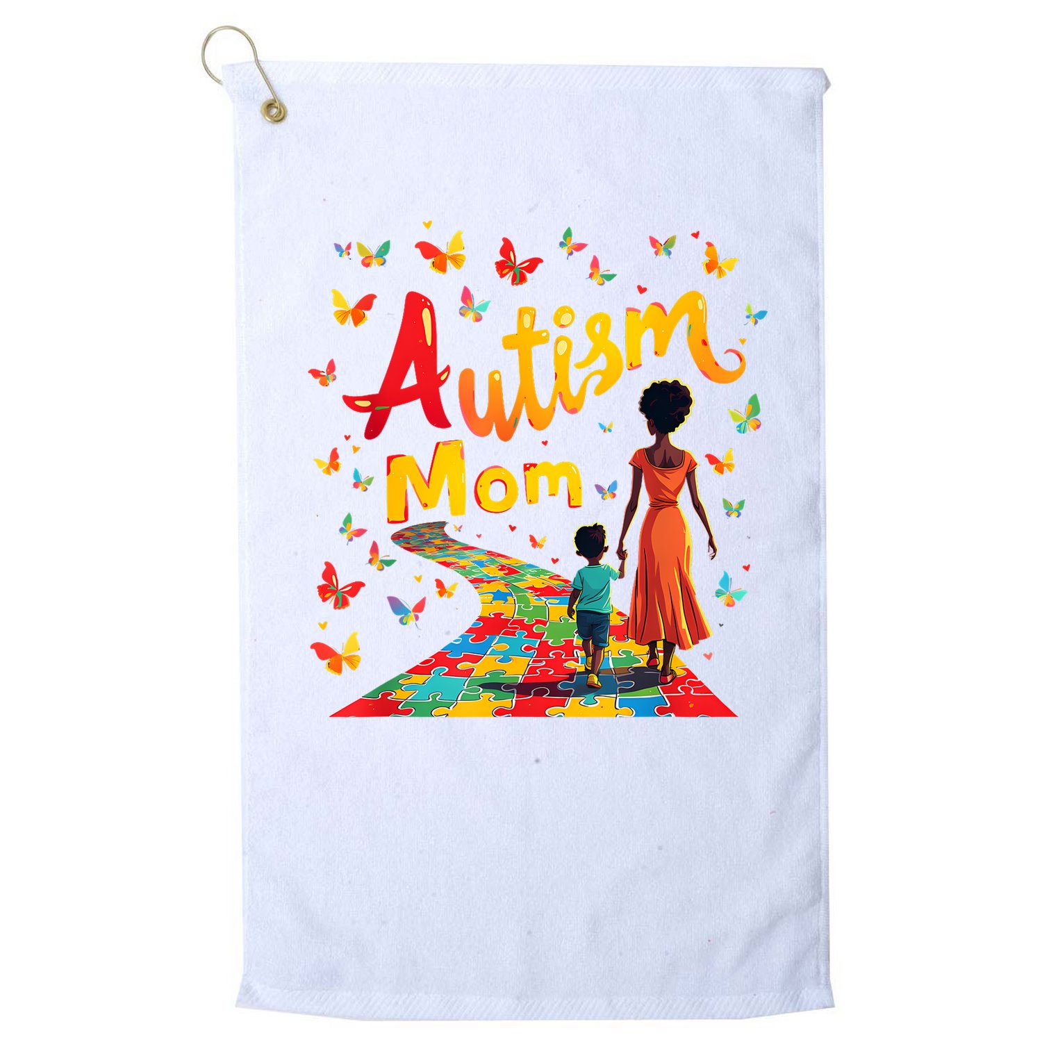 Black Autism Mom Afro Autism Awareness Mama Golf Towel