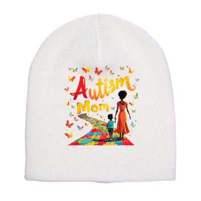Black Autism Mom Afro Autism Awareness Mama Short Acrylic Beanie