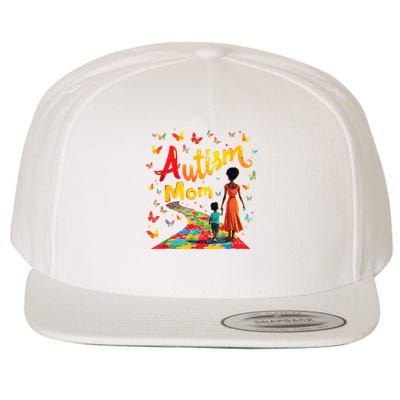 Black Autism Mom Afro Autism Awareness Mama Wool Snapback Cap
