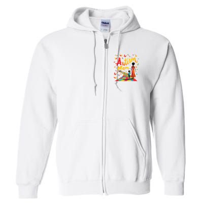 Black Autism Mom Afro Autism Awareness Mama Full Zip Hoodie