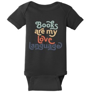 Books Are My Love Language Retro Bookworm For Teacher Baby Bodysuit