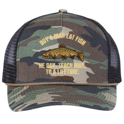 Buy A Man Eat Fish He Day Teach Man To A Lifetime Retro Rope Trucker Hat Cap