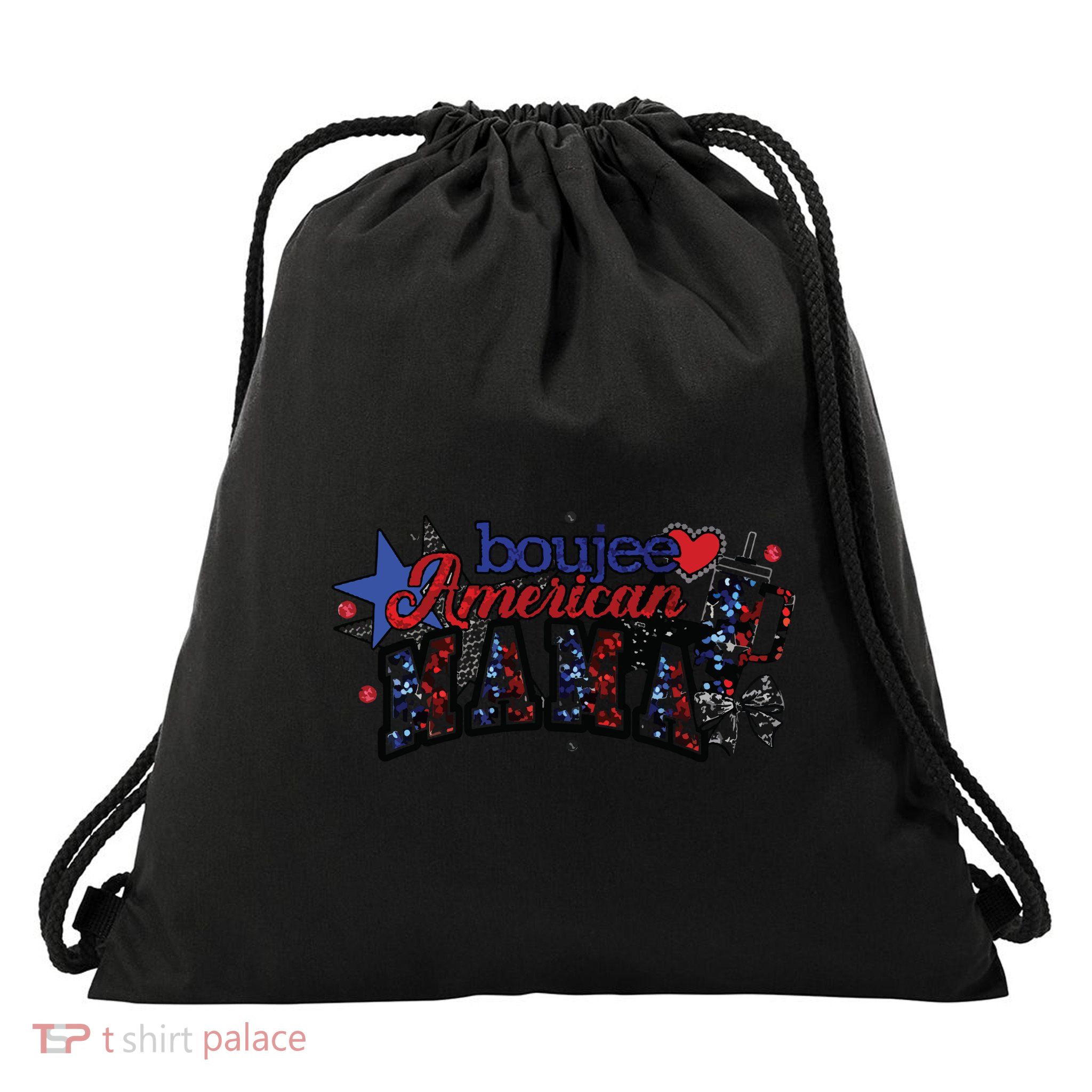 Boujee American Mama Drawstring Bag