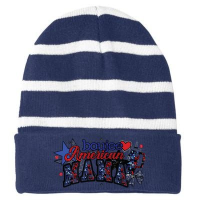 Boujee American Mama Striped Beanie with Solid Band