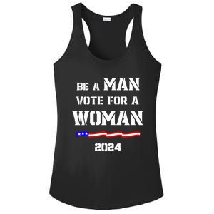 Be A Man Vote For A Woman Kamala Harris 2024 Walz Us Flag Ladies PosiCharge Competitor Racerback Tank