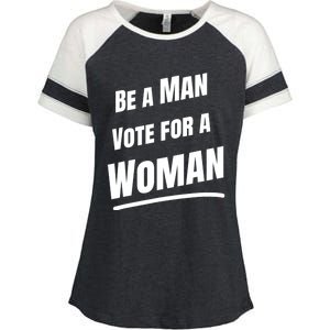 Be A Man Vote For A Woman Harris 2024 Kamala Harris Enza Ladies Jersey Colorblock Tee