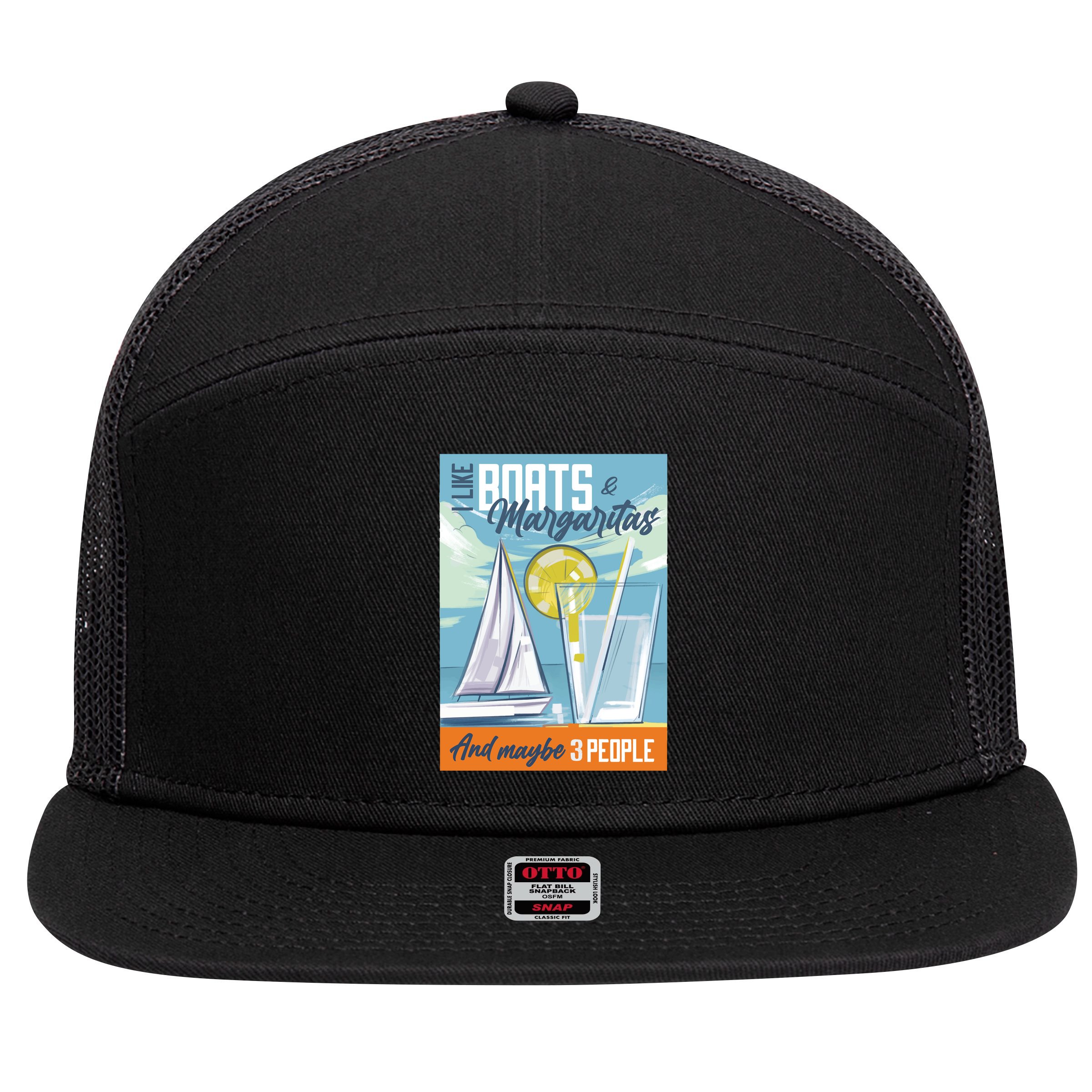 Boats And Margaritas Funny 7 Panel Mesh Trucker Snapback Hat