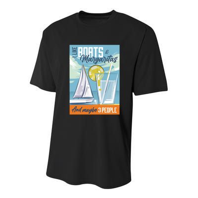 Boats And Margaritas Funny Youth Performance Sprint T-Shirt