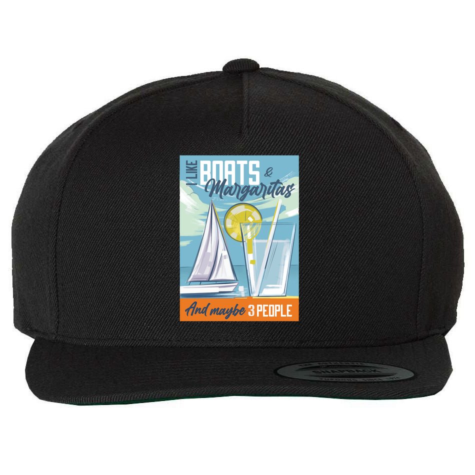Boats And Margaritas Funny Wool Snapback Cap