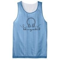 Books Are My Soundtrack Audiobook Lover Headphone Line Art Mesh Reversible Basketball Jersey Tank