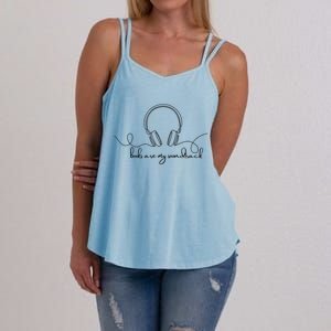 Books Are My Soundtrack Audiobook Lover Headphone Line Art Women's Strappy Tank