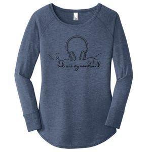 Books Are My Soundtrack Audiobook Lover Headphone Line Art Women's Perfect Tri Tunic Long Sleeve Shirt