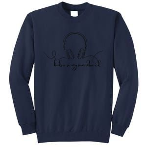 Books Are My Soundtrack Audiobook Lover Headphone Line Art Tall Sweatshirt