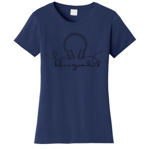 Books Are My Soundtrack Audiobook Lover Headphone Line Art Women's T-Shirt