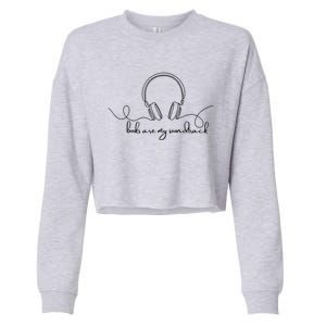 Books Are My Soundtrack Audiobook Lover Headphone Line Art Cropped Pullover Crew