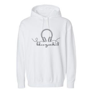 Books Are My Soundtrack Audiobook Lover Headphone Line Art Garment-Dyed Fleece Hoodie